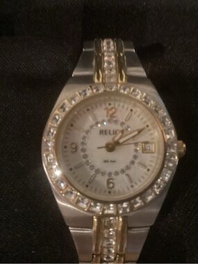 Relic Two-Tone Crystal Accent Women's Bracelet Watch - Silver & Gold & Crystals